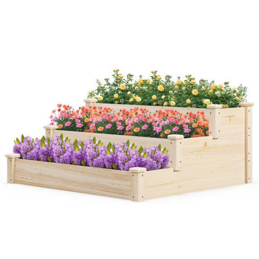 3 Tier Elevated Wooden Vegetable Garden Bed