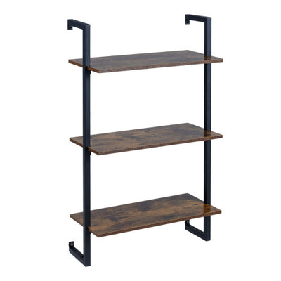 3-Tier Floating Modern Kitchen Shelf for Living Room Home Office and Bathroom-Rustic Brown