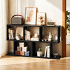3-Tier Geometric Bookshelf Freestanding Display Shelf Side Table Set of 2-Black