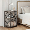 3-Tier Half Round End Table with Study Metal Frame for Living Room-Gray