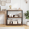 3-Tier Industrial Bookshelf with Wooden Shelves and Metal Frame-Rustic Brown