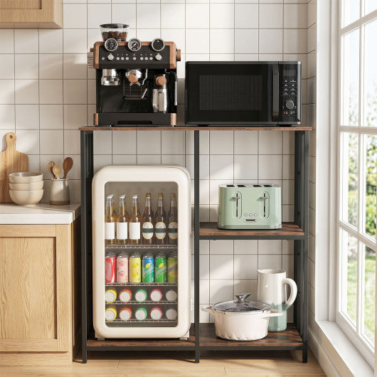 3-Tier Kitchen Baker's Rack with Open Shelves for Microwave and Oven-Rustic Brown
