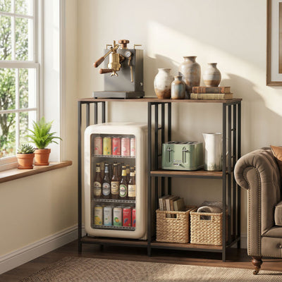 3-Tier Kitchen Baker's Rack with Open Shelves for Microwave and Oven-Rustic Brown