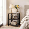 3-Tier Modern Nightstand Square Side Table with Open Storage Shelves-Black
