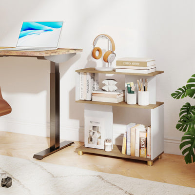 3-Tier Modern S-shaped Bookshelf with Adjustable Feet-White