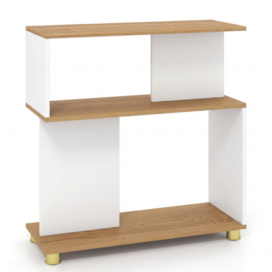 3-Tier Modern S-shaped Bookshelf with Adjustable Feet-White