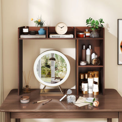 3-Tier Multipurpose Desk Bookshelf with 4 Shelves-Walnut