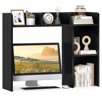 3-Tier Multipurpose Desk Bookshelf with 4 Shelves-Black