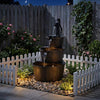 3-Tier Outdoor Barrel Waterfall Fountain with Electric Pump