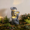 3-Tier Outdoor Water Fountain with LED Lights 18.5 Inch H for Patio Deck