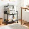 3-Tier Rolling Printer Stand with Adjustable Shelf and Lockable Wheels-Oak