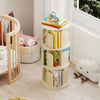 3-Tier Rotating Bookshelf with Dividers and Anti-falling Baffles-Natural