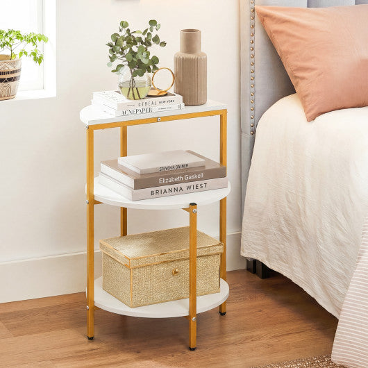 3-Tier Round End Table for Small Space and Bedroom Room-Set of 1