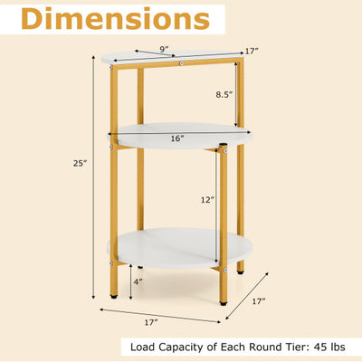 3-Tier Round End Table for Small Space and Bedroom Room-Set of 1