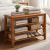 3-Tier Shoe Rack Bench with Adjustable Shelves for Entryway and Living Room-Brown