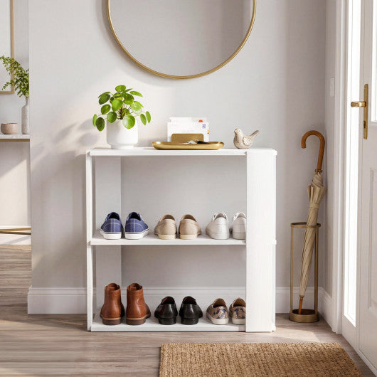 3-Tier Shoe Rack Modern Shoe Organizer with Stackable Design-White