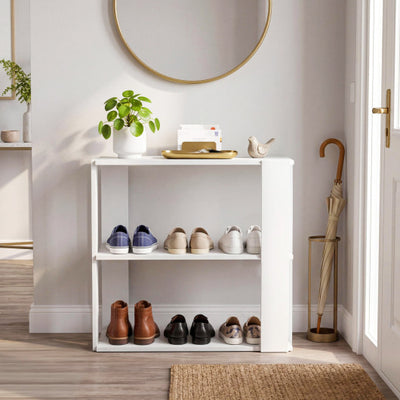3-Tier Shoe Rack Modern Shoe Organizer with Stackable Design-White