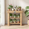 3-Tier Solid Wood Shoe Rack Bench with Slatted Shelves-S