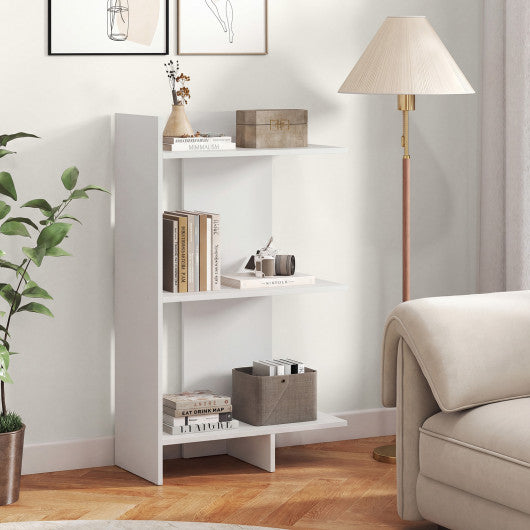 3 Tier Wooden Bookshelf with Anti-Tipping Kit-White