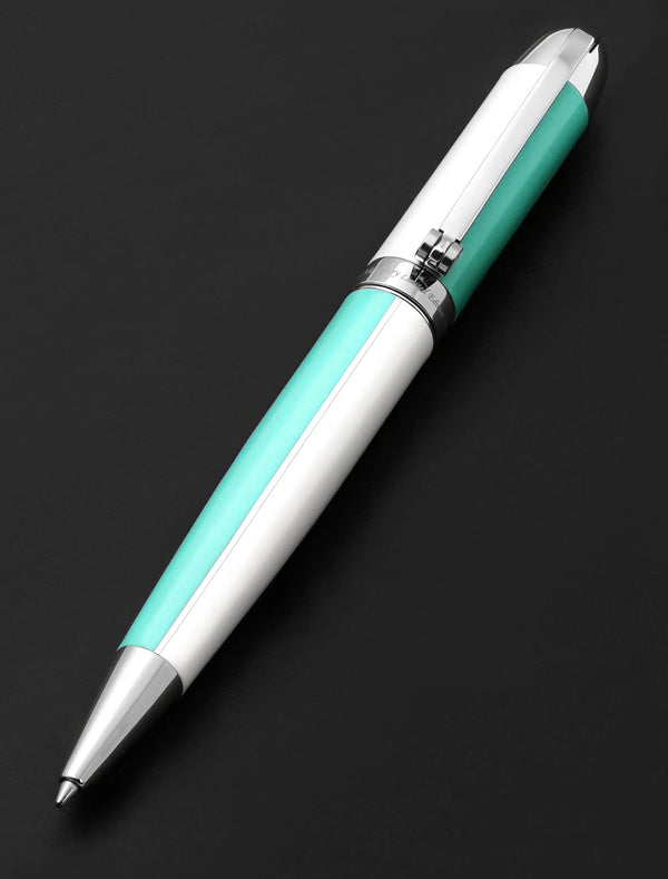 Visionary® Brass & Aluminum Enameled Ballpoint Pen - Sky Blue / White - Gifts for You 'n Me