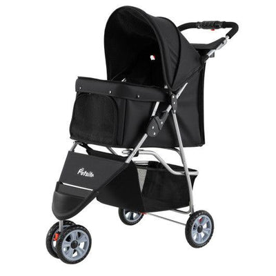 3 Wheel Pet Stroller for Small Dogs Cats up to 33 LBS-Black