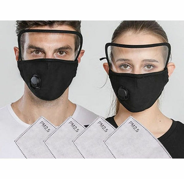 6-Pack Cotton Face Mask with Eye Shield and Carbon Filters