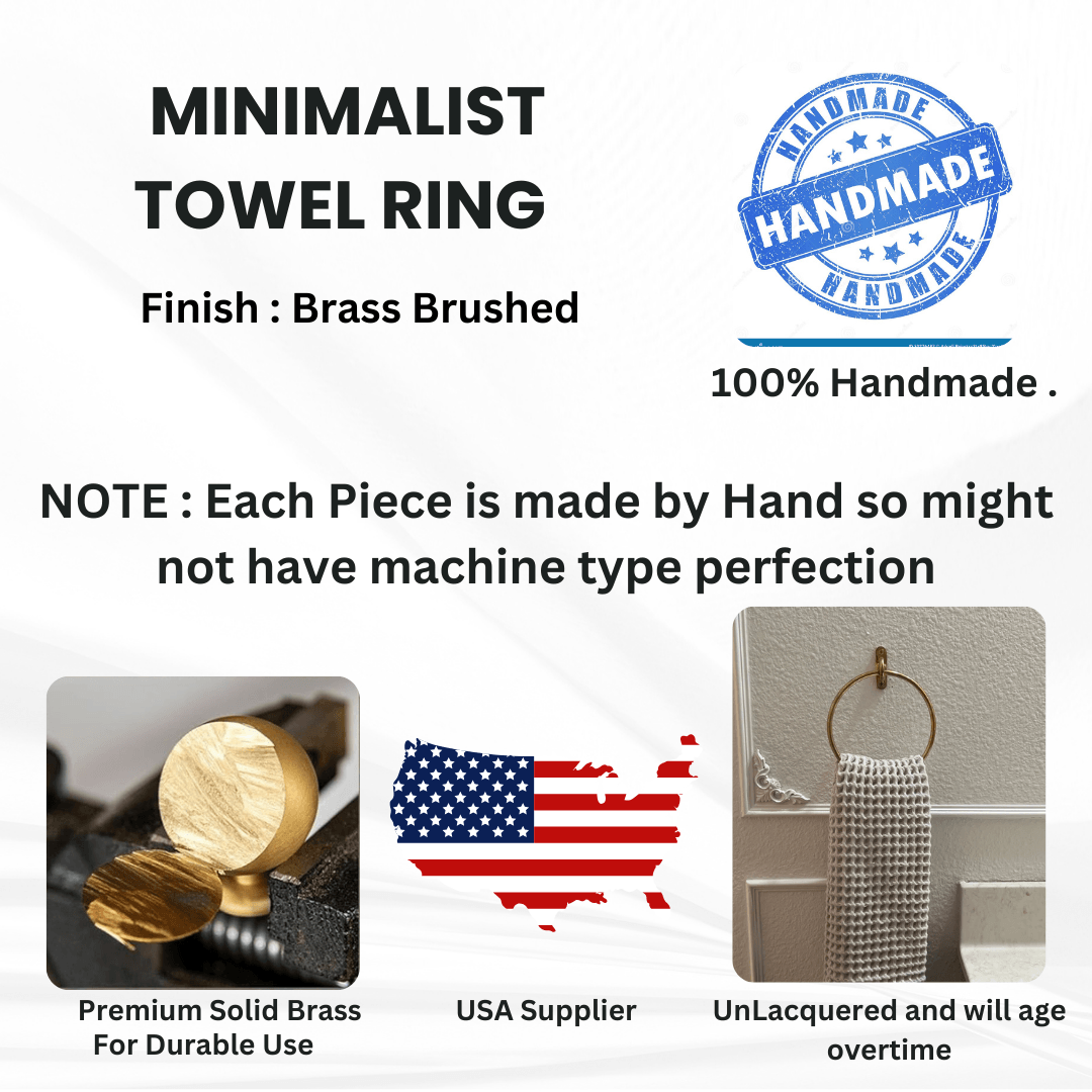 Brass Minimalist Towel Ring - Brushed/Satin