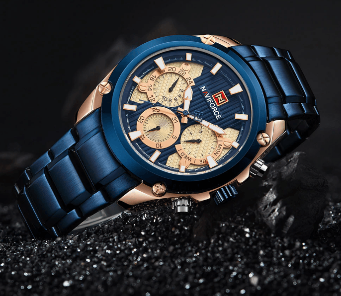 Men's  Waterproof Stainless Steel Watch With Chronometers Business Style Wristwatch Unique Design Perfect Gift