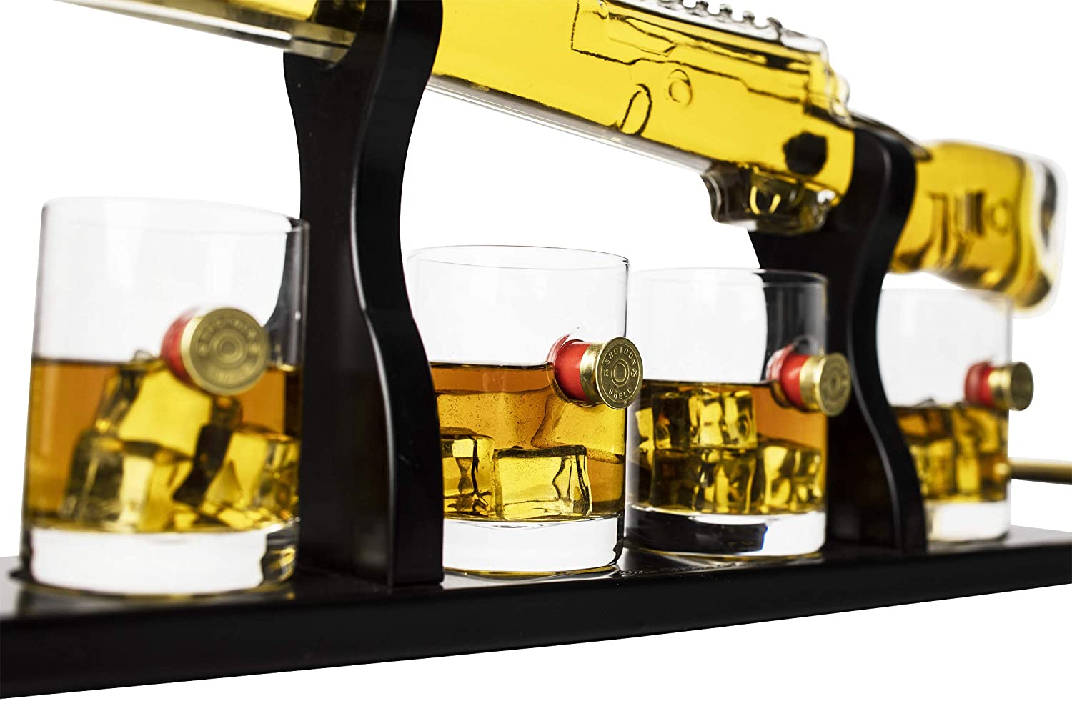 Shotgun Gun Large Whiskey & Wine Decanter Set Bullet Glasses - Limited Edition Elegant Rifle Gun Whiskey Decanter 22.5