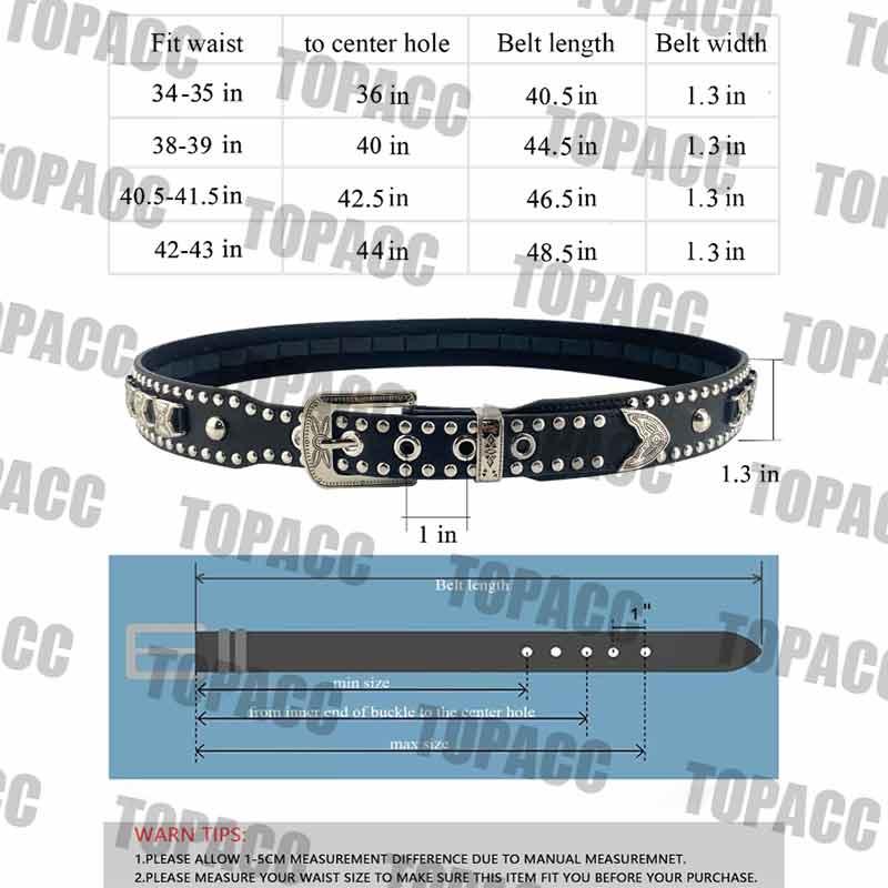 TOPACC Western Super Concho Rivet Belts for Men Women Cowboy Cowgirl Country - Gifts for You 'n Me