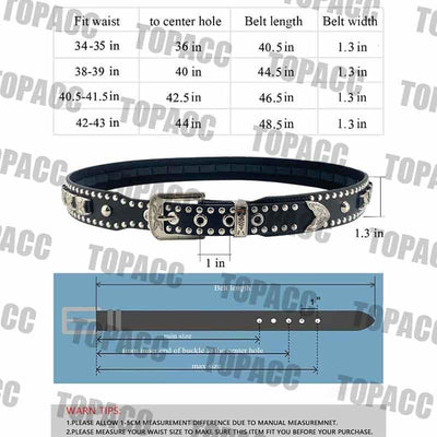 TOPACC Western Super Concho Rivet Belts for Men Women Cowboy Cowgirl Country