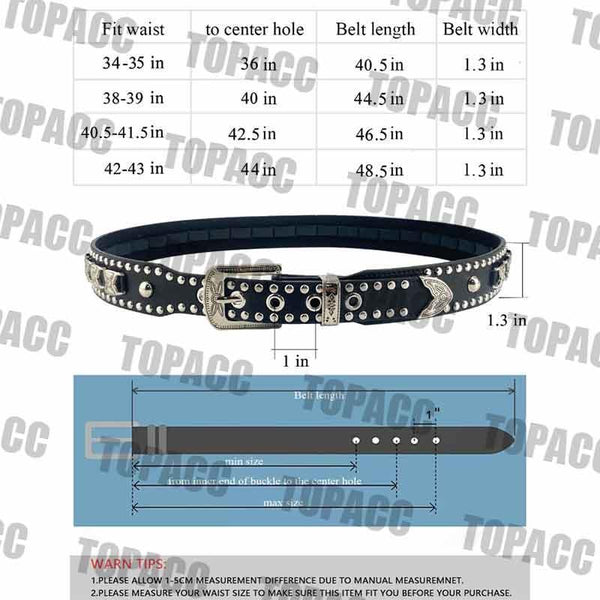 TOPACC Western Super Concho Rivet Belts for Men Women Cowboy Cowgirl Country - Gifts for You 'n Me