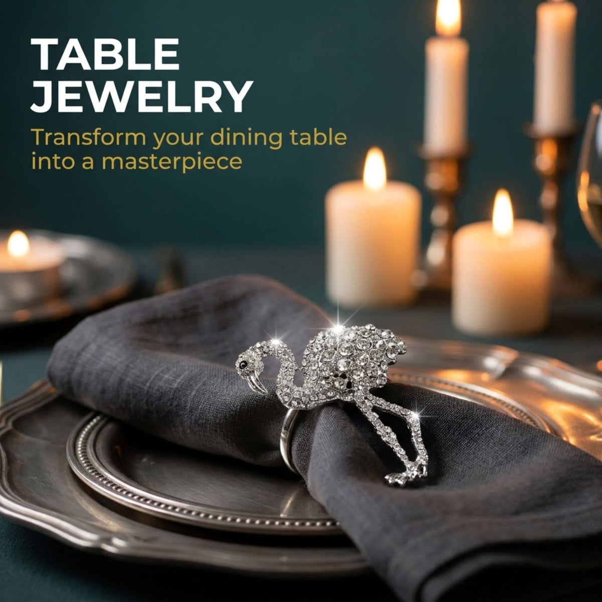Silver Flamingo Napkin Rings – Tropical Charm