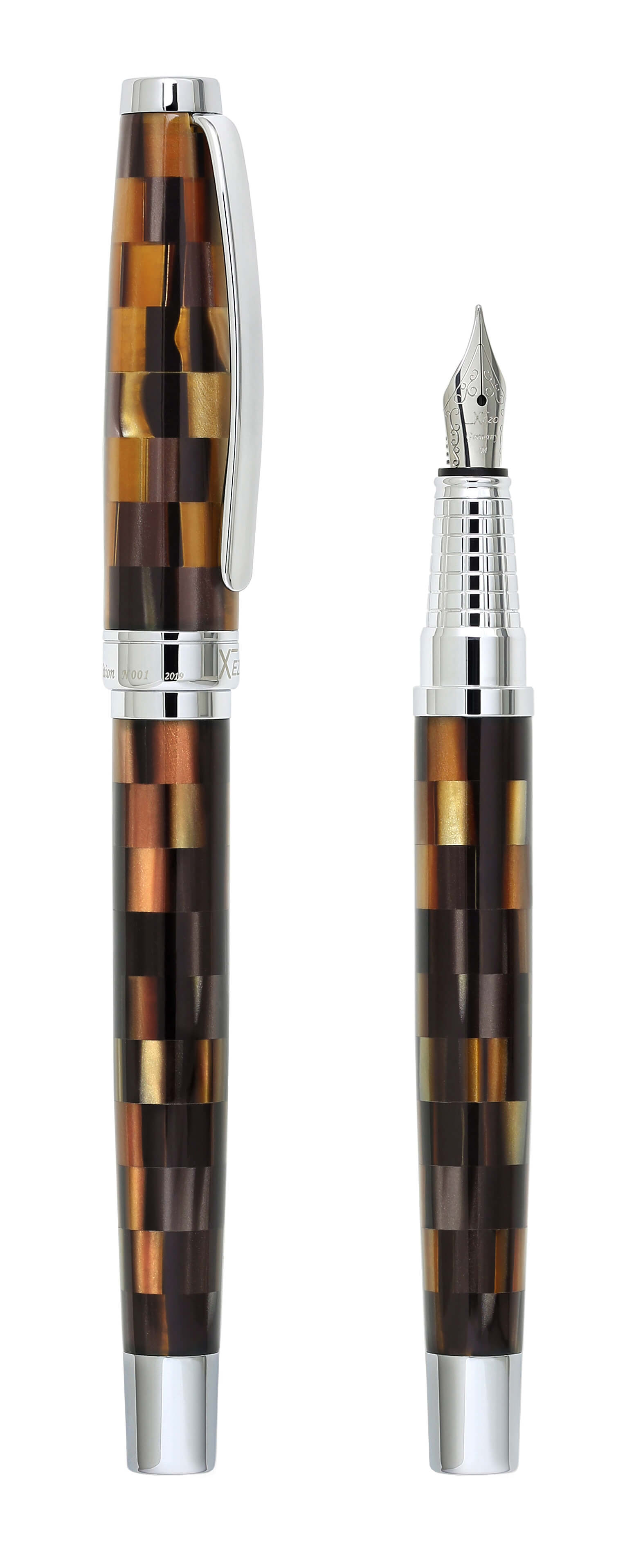 Urbanite Acrylic & Brass Fountain Pen (Medium Nib) - Woody Brown