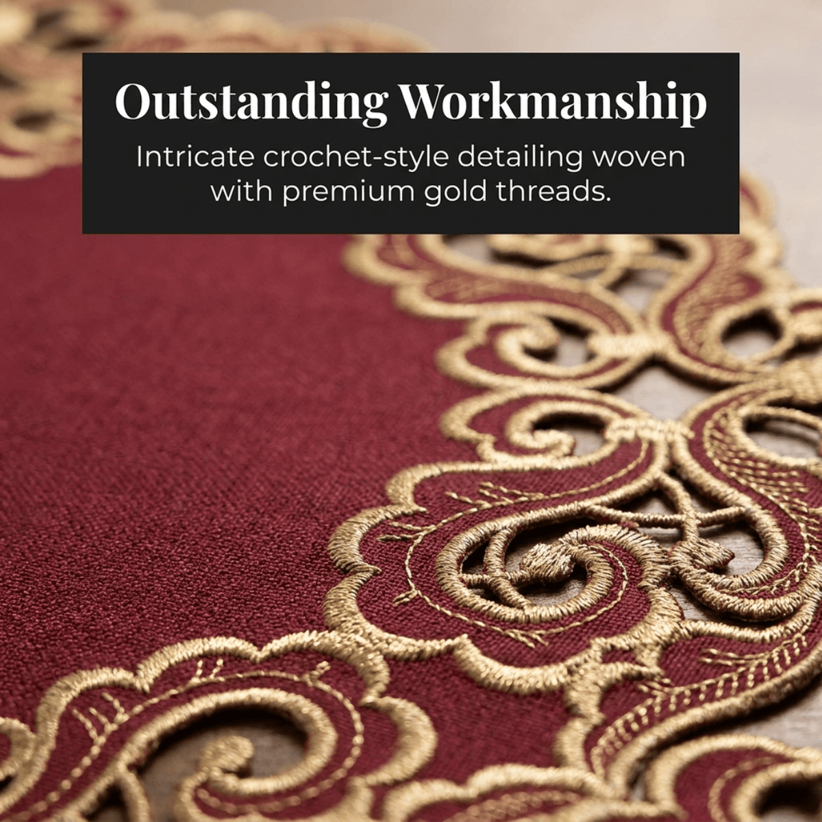 Burgundy Gold Doilies – Crimson Glow, 15 Inch