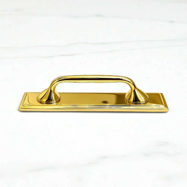 Richmond Cabinet Pulls with Backplate - Unlacquered Brass Polished