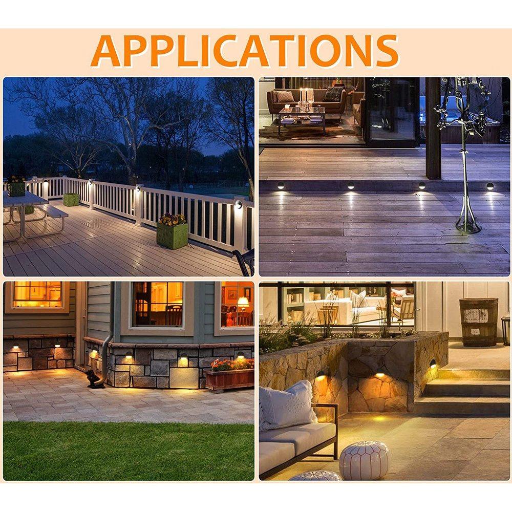 DLAC02 6-Pack 3CCT 3W Low Voltage LED Outdoor Half Moon Deck Lights Package, 12V-24V LED Step Patio Landscape Lights