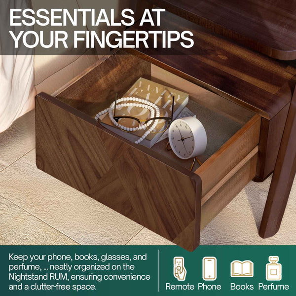 Rorns Rum Nightstand with drawer