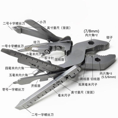 25-in-1 Multitool Clamps and Vises Stainless Steel Pocket Knife with Screwdriver Sleeve with Sheath-Perfect for Outdoor, Survival, Camping, Hiking, Simple Repair