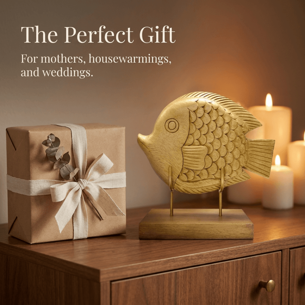 Wooden Fish Sculpture – Ocean Whisper, Acacia Wood