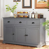 3 Drawers Sideboard Buffet Storage with Adjustable Shelves-Gray