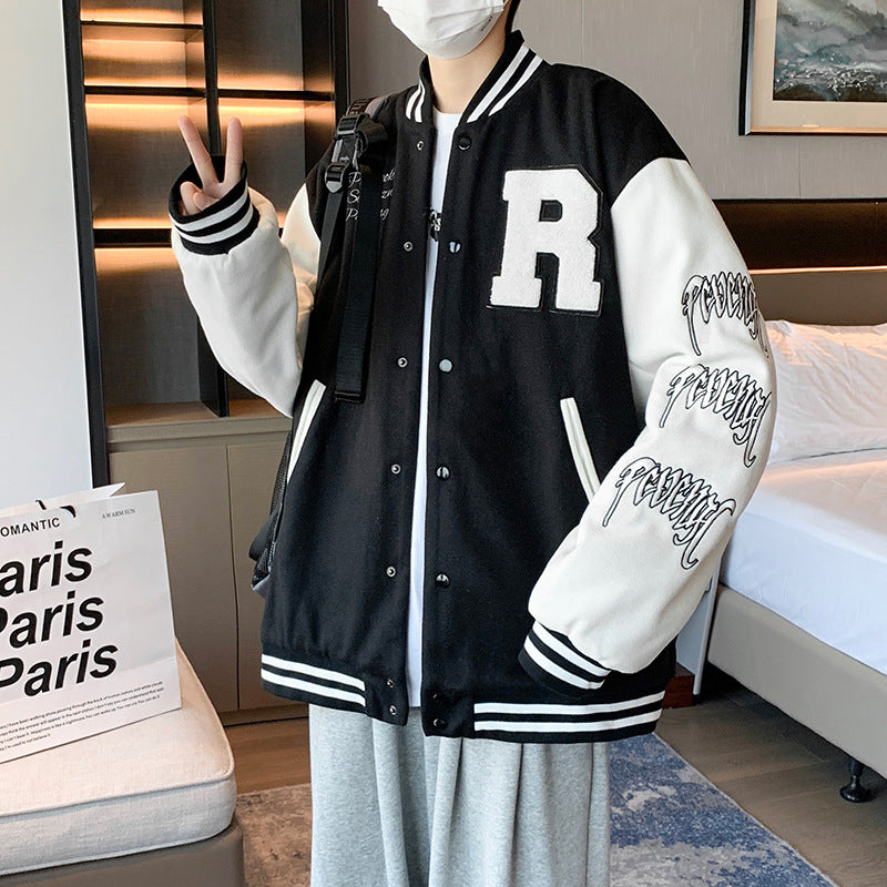 New Elegance Spring Autumn Coat Baseball Bomber Jacket Loose Letter R Men Women Couples Tops Plus Size Jackets Streetwear