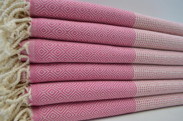Dotty Diamond Pink Turkish Towel
