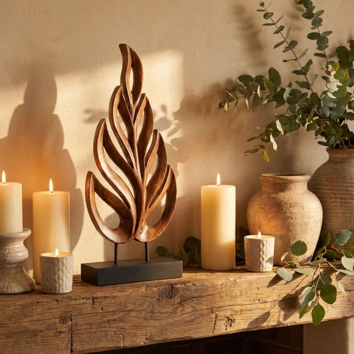 Wooden Leaf Sculpture – Madilyn, Medium