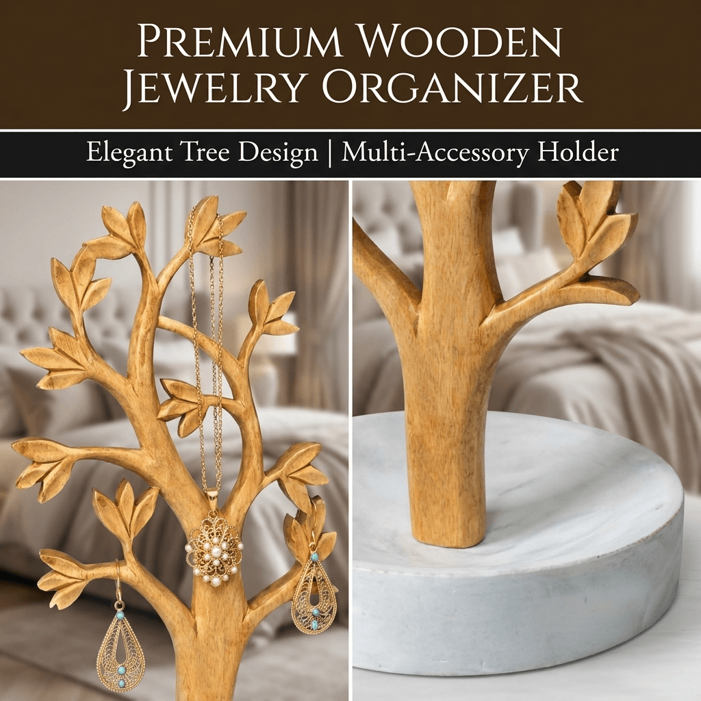 Jewelry Tree Stand – Timber Grace, Solid Wood
