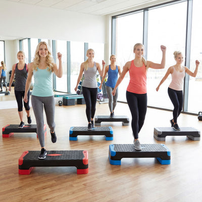 3-in-1 Aerobic Step Platform Set with 2 Stackable Risers and Balance Trainers for Home-Gray