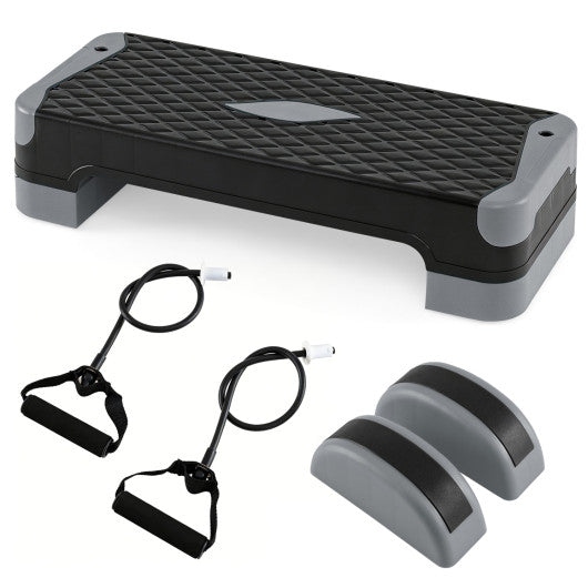 3-in-1 Aerobic Step Platform Set with 2 Stackable Risers and Balance Trainers for Home-Gray