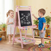 3-in-1 Double-sided Art Easel with Chalkboard and Magnetic Whiteboard-Pink