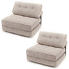 3-in-1 Folding Sofa with Bolster and Convertible Bed Set of 2-Beige