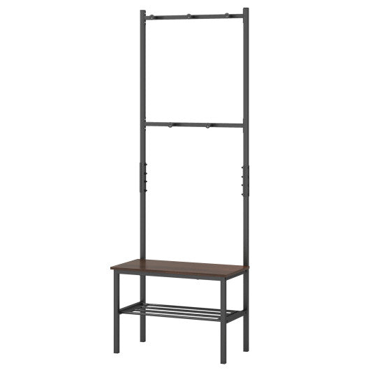 3-in-1 Hall Tree Freestanding Entryway Bench with Hooks